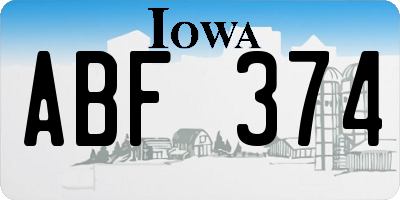 IA license plate ABF374