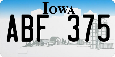 IA license plate ABF375