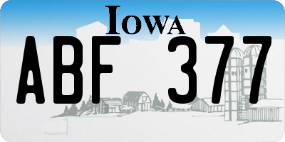 IA license plate ABF377