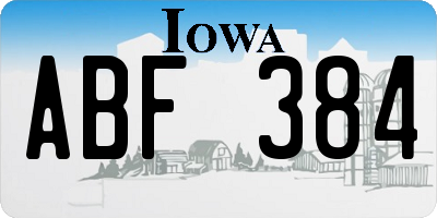 IA license plate ABF384