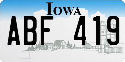 IA license plate ABF419