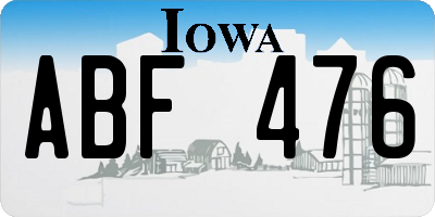 IA license plate ABF476