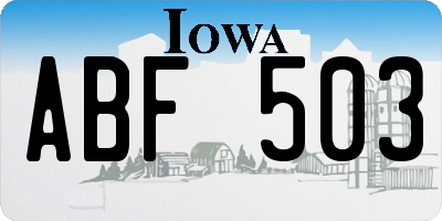 IA license plate ABF503