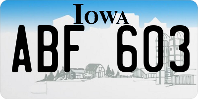 IA license plate ABF603