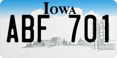 IA license plate ABF701