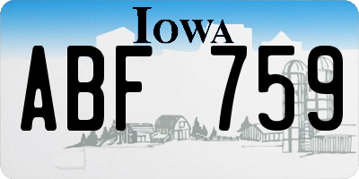 IA license plate ABF759