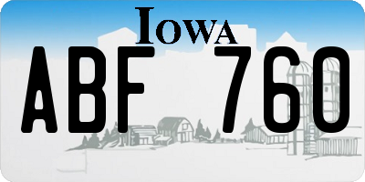 IA license plate ABF760