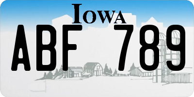 IA license plate ABF789