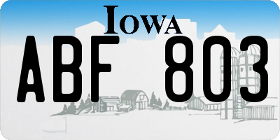 IA license plate ABF803
