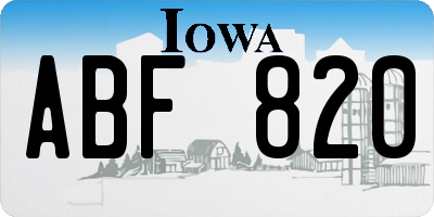 IA license plate ABF820