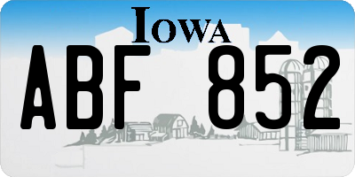 IA license plate ABF852