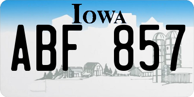 IA license plate ABF857