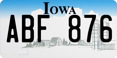 IA license plate ABF876