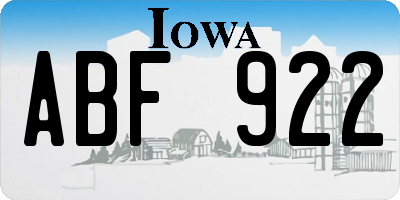 IA license plate ABF922