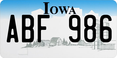IA license plate ABF986