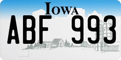IA license plate ABF993
