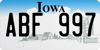 IA license plate ABF997