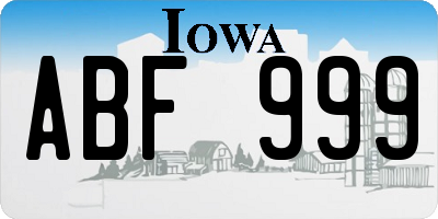 IA license plate ABF999
