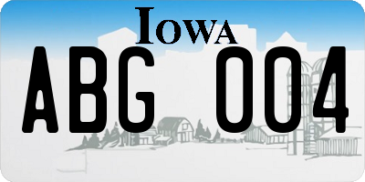 IA license plate ABG004