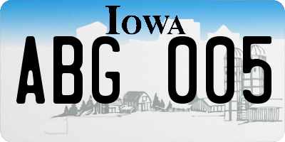 IA license plate ABG005