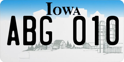IA license plate ABG010