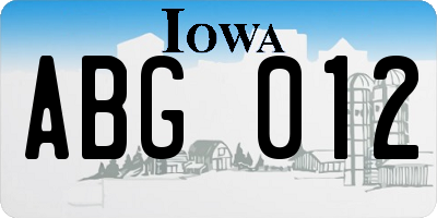 IA license plate ABG012