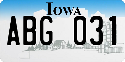 IA license plate ABG031
