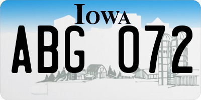 IA license plate ABG072