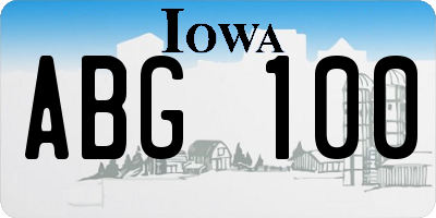 IA license plate ABG100
