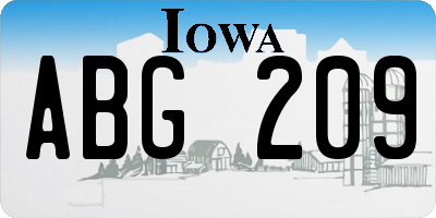 IA license plate ABG209
