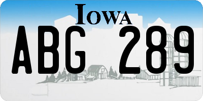 IA license plate ABG289