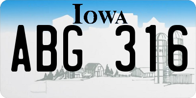 IA license plate ABG316