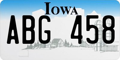 IA license plate ABG458