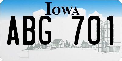 IA license plate ABG701