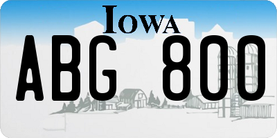 IA license plate ABG800