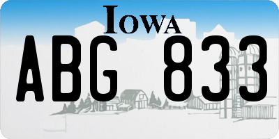 IA license plate ABG833