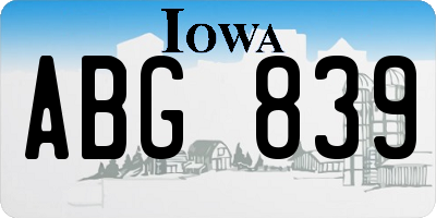 IA license plate ABG839