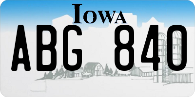 IA license plate ABG840