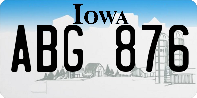 IA license plate ABG876