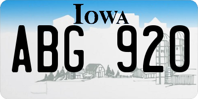 IA license plate ABG920
