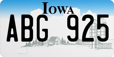 IA license plate ABG925