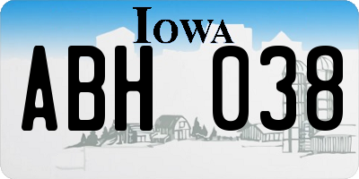 IA license plate ABH038