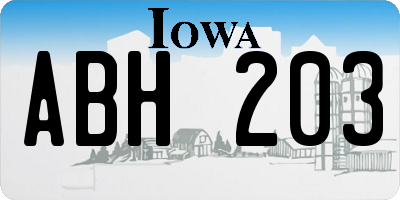IA license plate ABH203