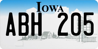 IA license plate ABH205