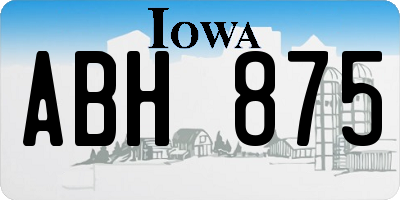 IA license plate ABH875