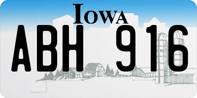 IA license plate ABH916