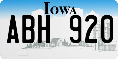 IA license plate ABH920