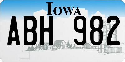 IA license plate ABH982