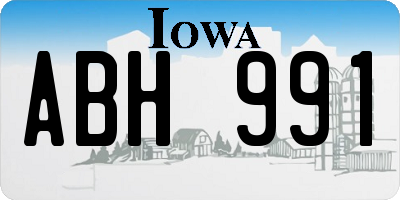 IA license plate ABH991