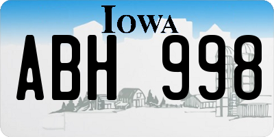 IA license plate ABH998